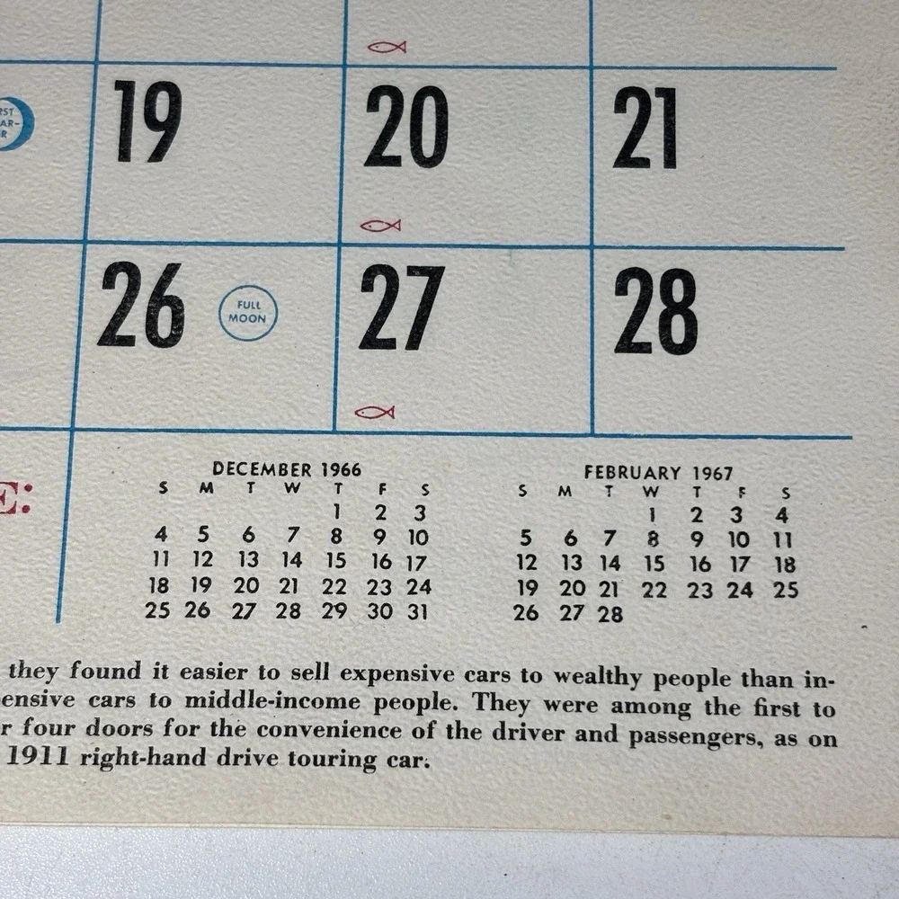 Wall Calendar Antique Auto 1911/1915 - 1967- 1971 Credit Union Ohio Lot